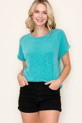Jade Rolled Cuff Top