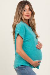 Jade Rolled Cuff Maternity Top