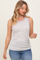 Ivory Solid Ribbed Maternity Tank Top