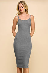Heather Gray Double Layer Heavy Ribbed Sleeveless Dress