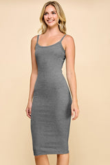 Heather Gray Double Layer Heavy Ribbed Sleeveless Dress