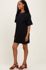 Black Crewneck Short Sleeve T-Shirt Dress