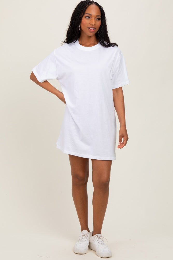 White Crewneck Short Sleeve T-Shirt Dress