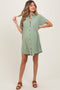 Sage Dolman Sleeve Linen Maternity Shirt Dress