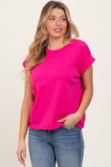 Fuchsia Rolled Short Sleeve Tee