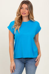 Aqua Rolled Short Sleeve Tee