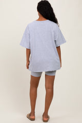 Heather Grey Oversized V-Neck Biker Short Set