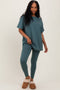 Light Olive Oversized Crewneck Short Sleeve and Legging Set