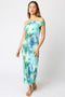 Blue Tie Dye Off Shoulder Maxi Dress