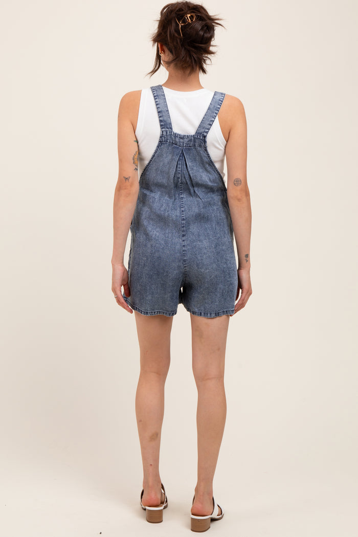 Blue Chambray Maternity Shortall Romper