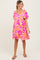 Orange Abstract Floral Cinch Bust Maternity Dress