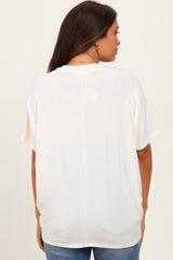 Cream V-Neck Crepe Knit Maternity Top