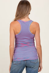 Pink Striped Button Front Maternity Tank Top