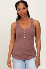 Mauve Button Front Maternity Tank Top