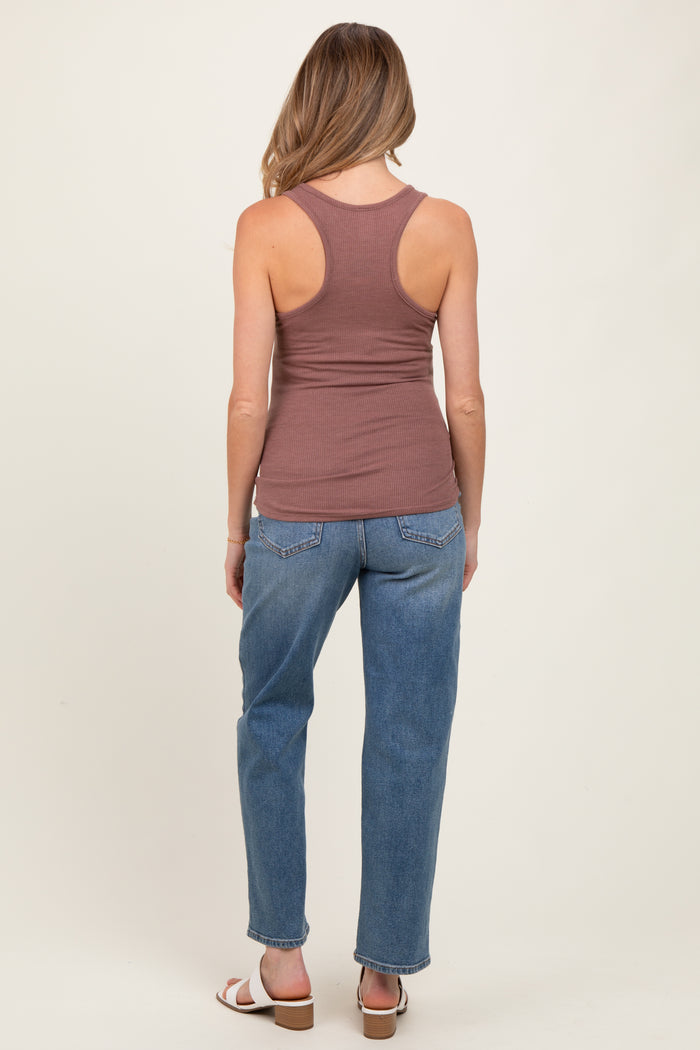 Mauve Button Front Maternity Tank Top