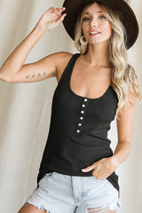 Black Button Front Maternity Tank Top