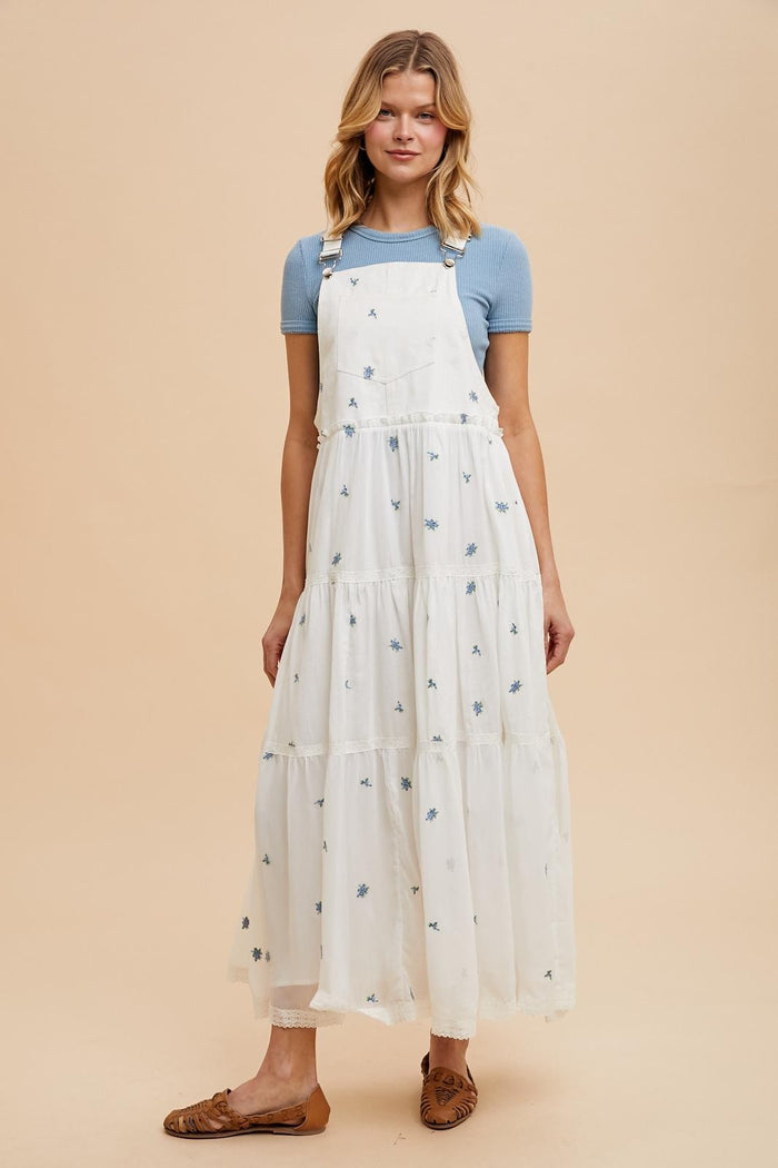 White Embroidered Floral Skirtall
