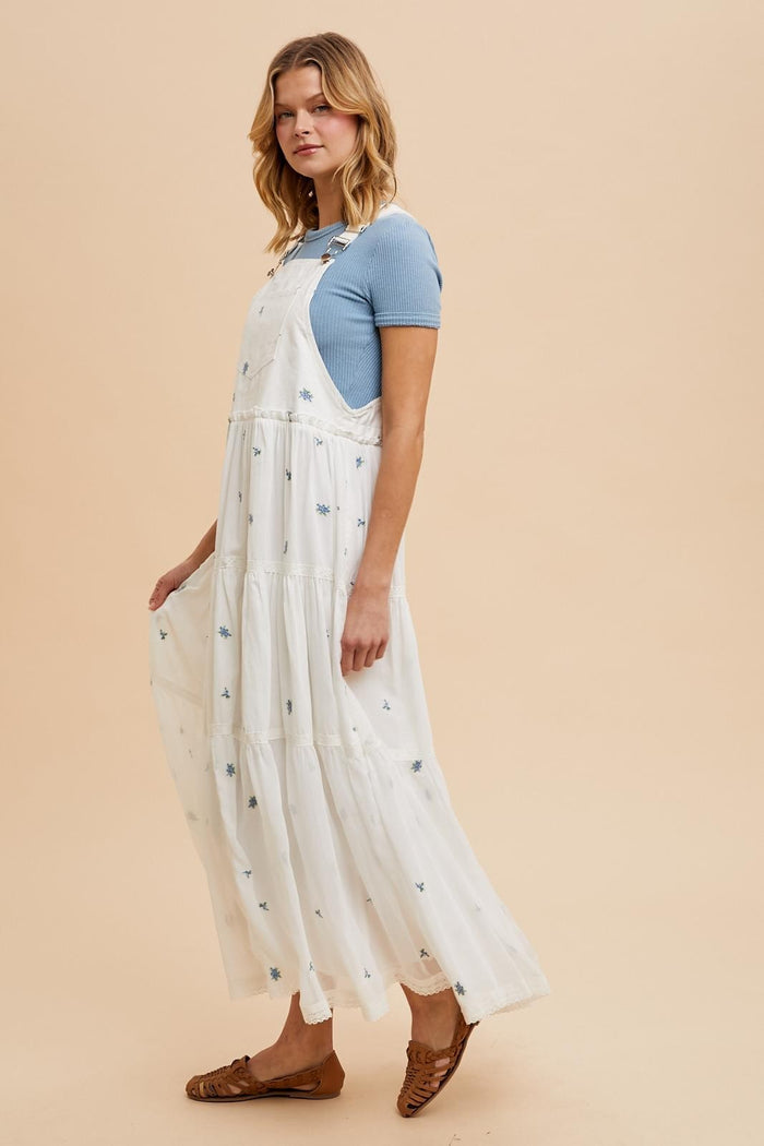 White Embroidered Floral Skirtall
