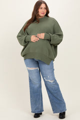 Blue Ripped Knee Wide Leg Maternity Plus Jeans