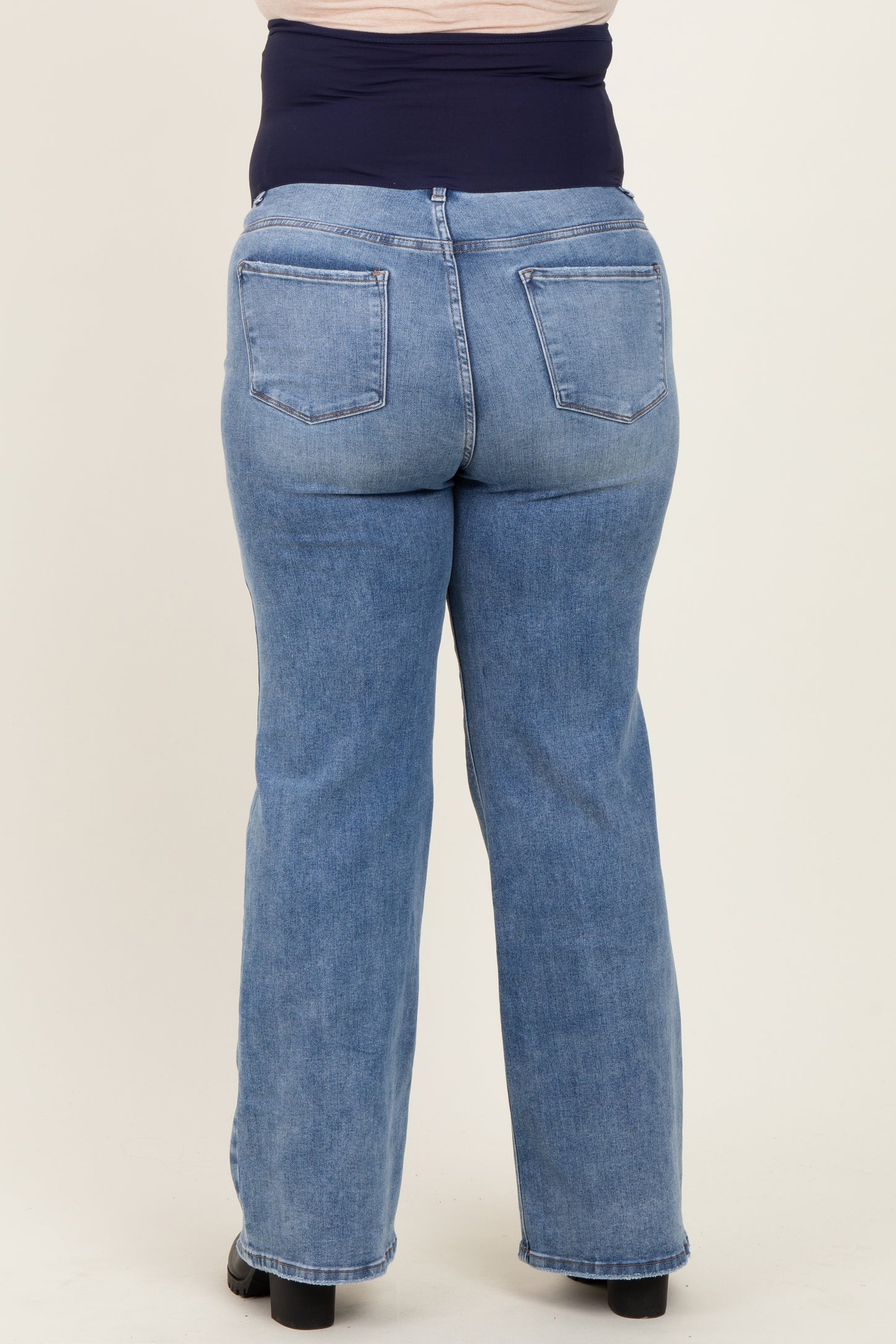 Blue Ripped Knee Wide Leg Maternity Plus Jeans