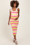Pink Colorblock Stripe Shoulder Tie Maternity Midi Dress