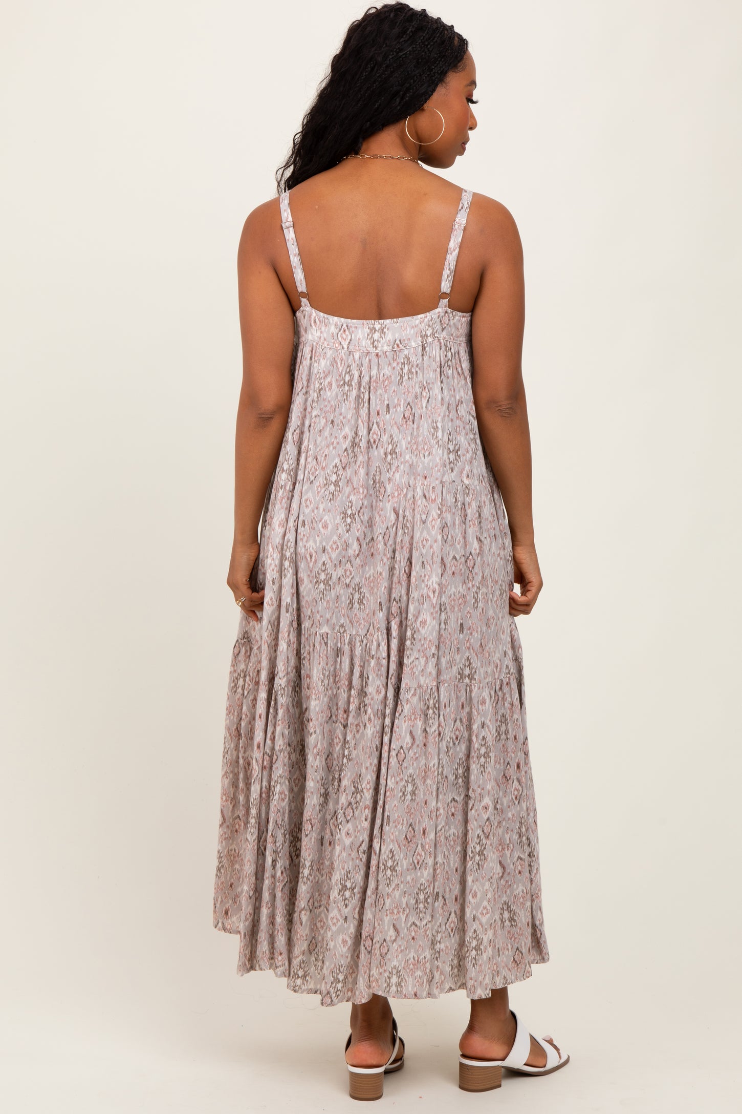 Grey Tiered Sleeveless Maxi Dress