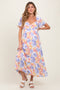 Coral/Purple Floral Flare Sleeve Tiered Maternity Maxi Dress