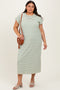Olive Striped Plus Midi T-Shirt Dress