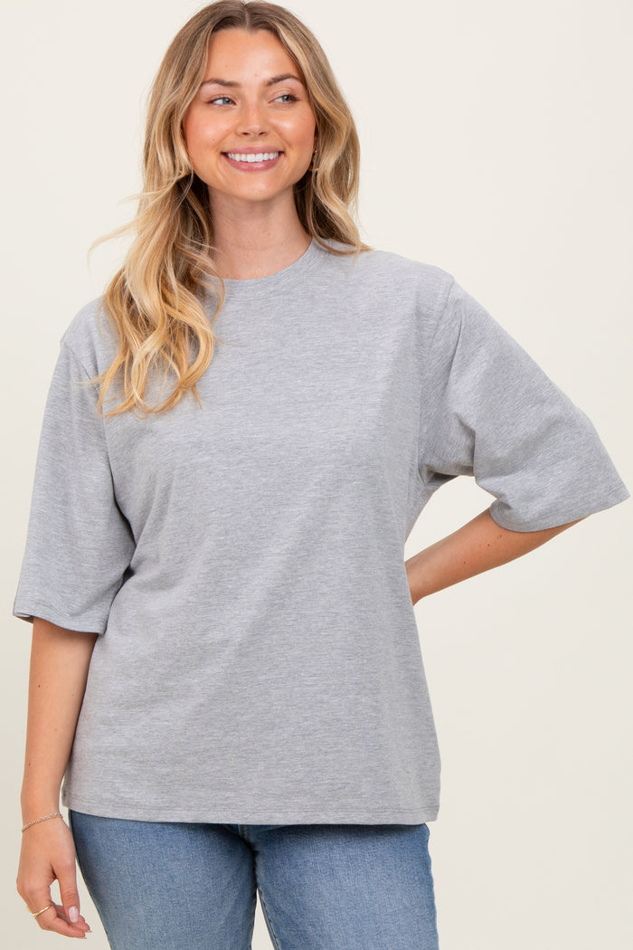 Heather Grey Crew Neck Oversized Tee
