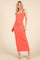 Coral Ribbed Square Neck Sleeveless Maxi Dress