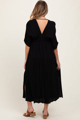 Black V-Neck Braid Detail Maternity Maxi Dress