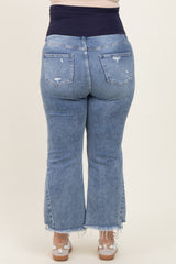 Blue Distressed Wide Leg Maternity Plus Jeans