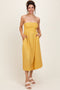 Yellow Lace Strapless Lace Up Back Midi Dress
