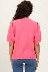 Pink Knit Puff Sleeve Top