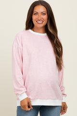 Light Pink Striped Maternity Pullover Top
