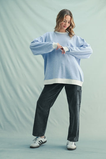 Blue Striped Pullover Top