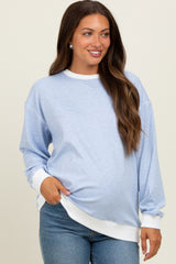 Blue Striped Maternity Pullover Top