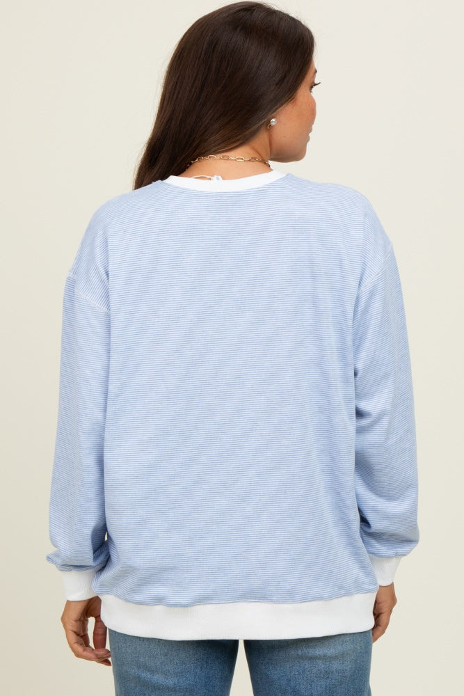 Blue Striped Maternity Pullover Top