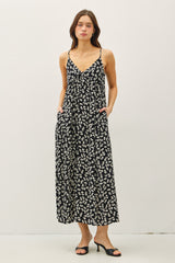 Black Floral V-Neck Maternity Maxi Dress