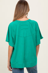 Green Oversized Raw Hem Short Sleeve Maternity Tee