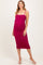 Magenta Ruched Mesh Sleeveless Maternity Midi Dress