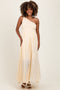 Cream Smocked One Shoulder Maternity Maxi Dress