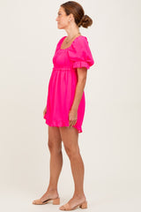Fuchsia Ruffle Trim Square Neck Romper