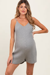Heather Grey Ribbed Knit Sleeveless Maternity Romper