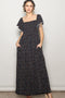 Black Floral Smocked Lace Trim Wide Leg Jumpsuit