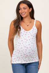 Lavender Floral Ribbed Maternity Tank Top