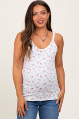 Lavender Floral Ribbed Maternity Tank Top