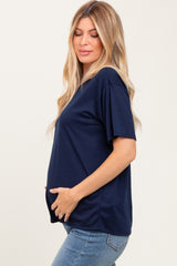 Navy Relaxed Fit Short Sleeve Maternity Tee