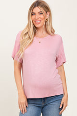Light Pink Relaxed Fit Short Sleeve Maternity Tee
