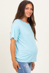 Light Blue Relaxed Fit Short Sleeve Maternity Tee